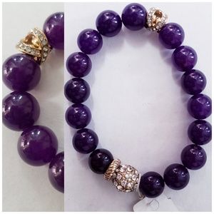 Violet Beaded Fashion Bracelet (gold & diamond)
